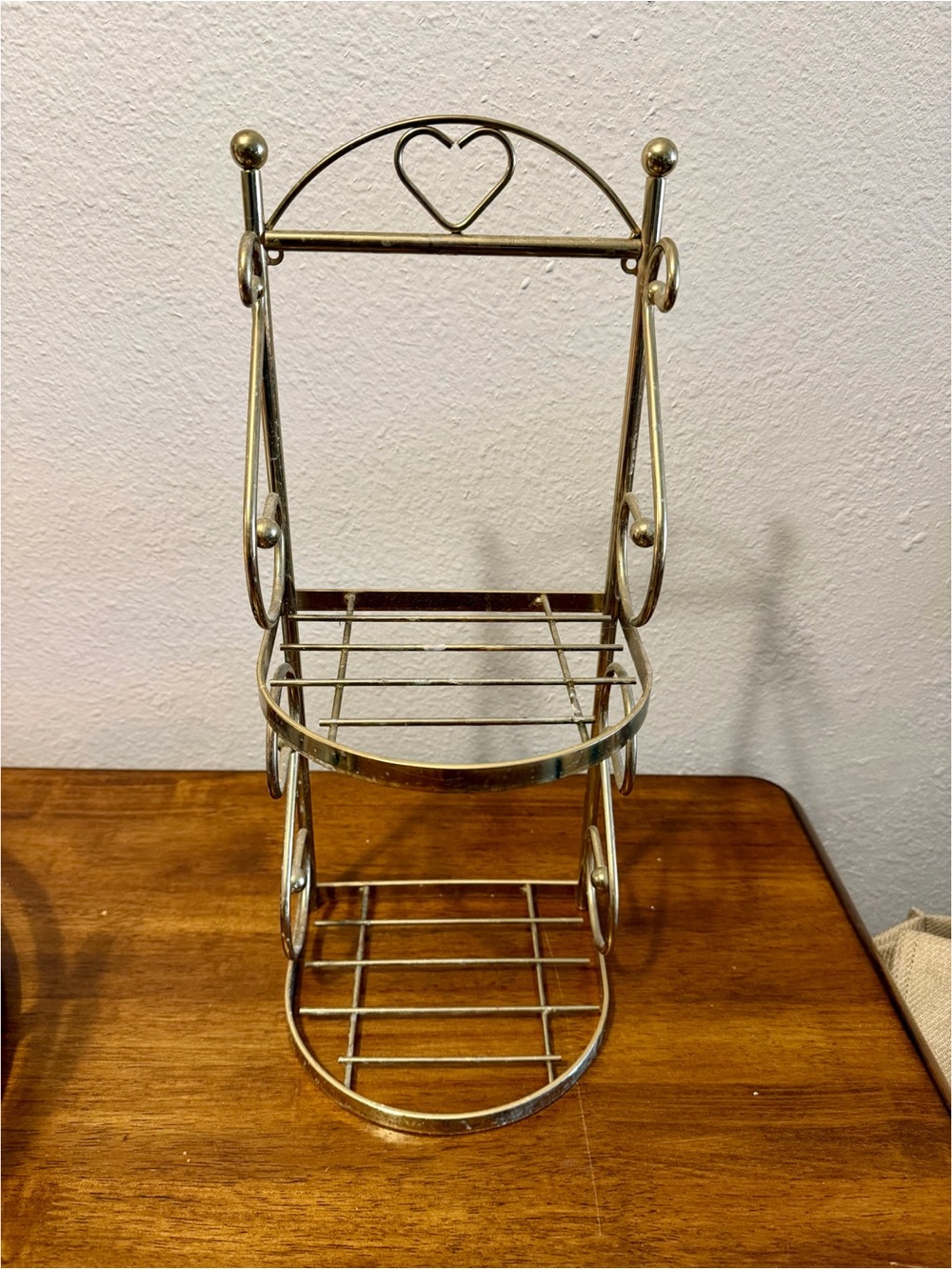 vintage brass heart shelf